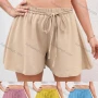 Wholesale Women's Casual Elastic Waist Lace Up Plain Shorts AY243# preview