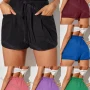 Wholesale Women's Casual Elastic Waist Drawstring Ruffle Trim Plain Shorts AY245# preview