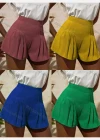 Wholesale Women's Casual Elastic Waist Pleated Plain Shorts AY246# - Liuhuamall