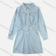 Wholesale Women's Casual Flap Pocket Long Sleeve Button Front Denim Dress Light Blue Guangzhou Clothing Wholesale Market & Suppliers -LIUHUAMALL