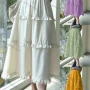 Wholesale Women's Casual Elastic Waist Layered Lace Ruffle Trim Midi Skirt AY255# preview