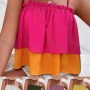 Wholesale Women's Spaghetti Strap Ruffle Trim Layered Sttiching Color Crop Cami Top AY258# preview
