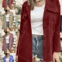 Wholesale Women's Casual Plain Collared Button Down Flap Pocket Overshirt AY03# preview