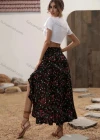 Wholesale Women's Casual Floral Ruffle Trim Split Thigh Midi Skirt AY250# - Liuhuamall