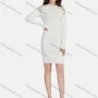 Wholesale Women's Business Crew Neck Guipure Lace Button Decor Short Dress 1204# preview