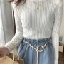 Wholesale Women's Casual Plain High Neck Long Sleeve Ribbed Knit Sweater Tops 8004# preview