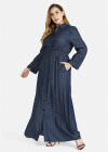 Wholesale Women's Plus Size Casual Button Long Sleeve Maxi Denim Shirt Dress - Liuhuamall
