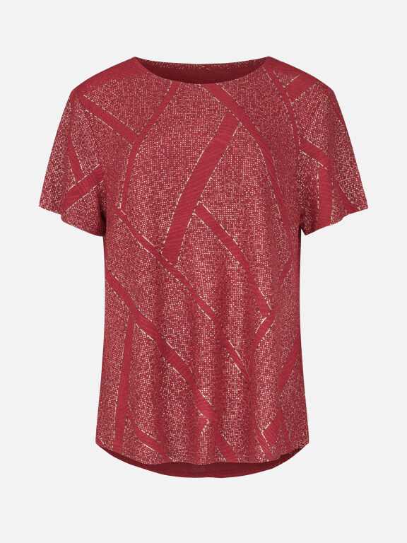 Women's Casual Round Neck Short Sleeve Rhinestone Curved Hem Plain T-Shirt 03#, Clothing Wholesale Market -LIUHUA, 