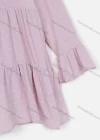 Wholesale Women's Casual Crew Neck Swiss Dot Zip Back Trumpet Sleeve Short Dress - Liuhuamall