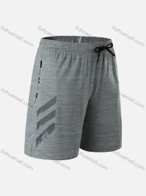 Wholesale Men's Athletic Workout Striped Elastic Waist Drawstring Zipper Pockets Shorts 11018#, LIUHUA CLOTHING WHOLESALE