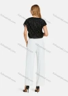 Wholesale Women's Bateau Neck Cap Sleeve Lace Up Sequin Plain Blouse - Liuhuamall