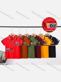Wholesale Boy's Casual Letter Print Short Sleeve Modal Cotton Polo Shirt, LIUHUA CLOTHING WHOLESALE