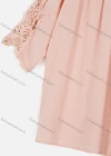 Wholesale Women's Casual 3/4 Sleeve Round Neck Oversized Plain Lace Pleated Blouse - Liuhuamall