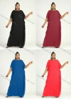 Wholesale Women's African Plus Size Vintage Round Neck Robe Batwing Sleeve Floral Embroidery Plain Kaftan Dress - Liuhuamall