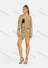 Wholesale Women's Casual Frayed Raw Trim Plain Long Sleeve Button Down Denim Jackets & High Waist Short Denim Skirts 2 Piece Set - Liuhuamall