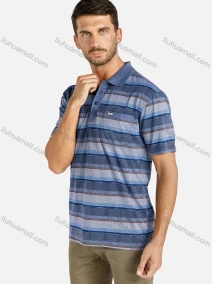 Wholesale Men's Short Sleeve Patch Pocket Classic Striped Polo Shirt, LIUHUA CLOTHING WHOLESALE