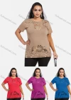 Wholesale Women's Elegant Round Neck Floral Sequin Embroidery Short Sleeve T-Shirt - Liuhuamall
