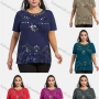 Wholesale Women's Elegant Round Neck Floral Sequin Embroidery Short Sleeve T-Shirt preview