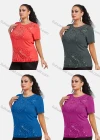Wholesale Women's Elegant Round Neck Floral Sequin Embroidery Short Sleeve T-Shirt - Liuhuamall