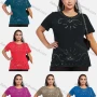 Wholesale Women's Elegant Round Neck Floral Sequin Embroidery Short Sleeve T-Shirt preview