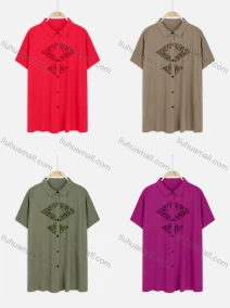 Wholesale Women's Plus Size Collared Short Sleeve Button Down Embroidery Casual Shirt, LIUHUA CLOTHING WHOLESALE