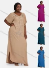 Wholesale Women's African Embroidery Robe Short Sleeve Kaftan Curved Hem Plus Size Maxi Dress - Liuhuamall