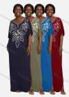 Wholesale Women's African Embroidery Robe Short Sleeve Kaftan Curved Hem Plus Size Maxi Dress - Liuhuamall