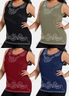 Wholesale Women's Plus Size Floral Embroidery Round Neck Sleeveless Tank Top - Liuhuamall
