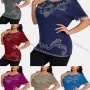 Wholesale Women's Elegant Round Neck Floral Embroidery Short Sleeve T-Shirt preview