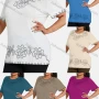 Wholesale Women's Elegant Round Neck Floral Embroidery Short Sleeve T-Shirt preview