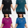 Wholesale Women's Elegant Round Neck Floral Embroidery Short Sleeve T-Shirt preview