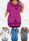 Wholesale Women's Elegant Round Neck Floral Embroidery Short Sleeve T-Shirt - Liuhuamall