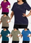 Wholesale Women's Elegant Round Neck Floral Embroidery Short Sleeve T-Shirt - Liuhuamall