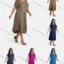 Wholesale Women's Plus Size Elegant Crew Neck Short Sleeve Embroidery Midi Dress preview
