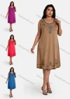 Wholesale Women's Plus Size Elegant Scoop Neck Sleeveless Embroidery Knee Length Tank Dress - Liuhuamall