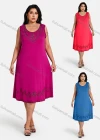 Wholesale Women's Plus Size Elegant Crew Neck Sleeveless Embroidery Knee Length Tank Dress - Liuhuamall
