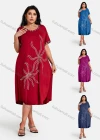 Wholesale Women's Plus Size Elegant Crew Neck Short Sleeve Embroidery Knee Length Dress - Liuhuamall