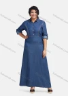 Wholesale Women's Plus Size Casual Layered Button Front Denim Maxi Dress - Liuhuamall