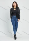 Wholesale Women's Fashion Collared Slim Fit Zip Up PU Leather Motorcycle Jacket - Liuhuamall