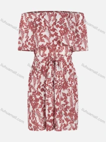 Wholesale Women's Casual Off Shoulder Floral Print Short Rompers With Belt, LIUHUA CLOTHING WHOLESALE