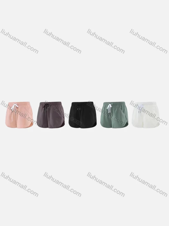 Wholesale Women's Plain Quick Dry Elastic Waist Drawstring Pocket Sporty Shorts