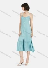 Wholesale Women's Casual Sleeveless Button Down Split Front Ruffle Hem Cami Dress - Liuhuamall