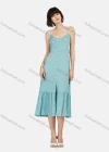 Wholesale Women's Casual Sleeveless Button Down Split Front Ruffle Hem Cami Dress - Liuhuamall