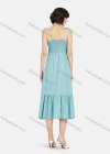 Wholesale Women's Casual Sleeveless Button Down Split Front Ruffle Hem Cami Dress - Liuhuamall