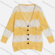 Wholesale Women's Colorblock Long Sleeve Button Down Crochet Cardigan 9088# Yellow Clothing Wholesale Market Liuhua