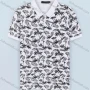 Wholesale Men's Casual Short Sleeve Allover Tropical Print Daily Polo Shirt preview
