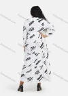 Wholesale Women's Abstract Print Button Down Flared Hem Maxi Casual Shirt Dress With Belt - Liuhuamall