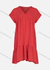 Wholesale Women's Casual V Neck Short Sleeve Plain Tiered Dress - Liuhuamall