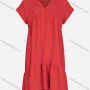 Wholesale Women's Casual V Neck Short Sleeve Plain Tiered Dress preview