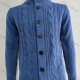 Wholesale Men's Casual Stand Collar Button Down Cable Knit Plain Jackets Blue Clothing Wholesale Market Liuhua